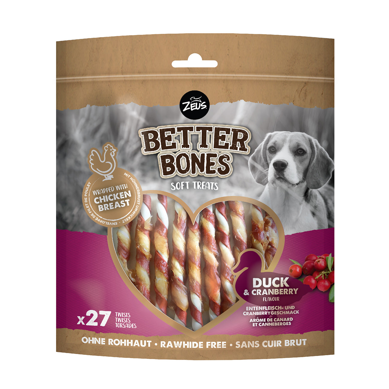Zeus Better Bones Duck Twists Wrapped with Chicken 27pk