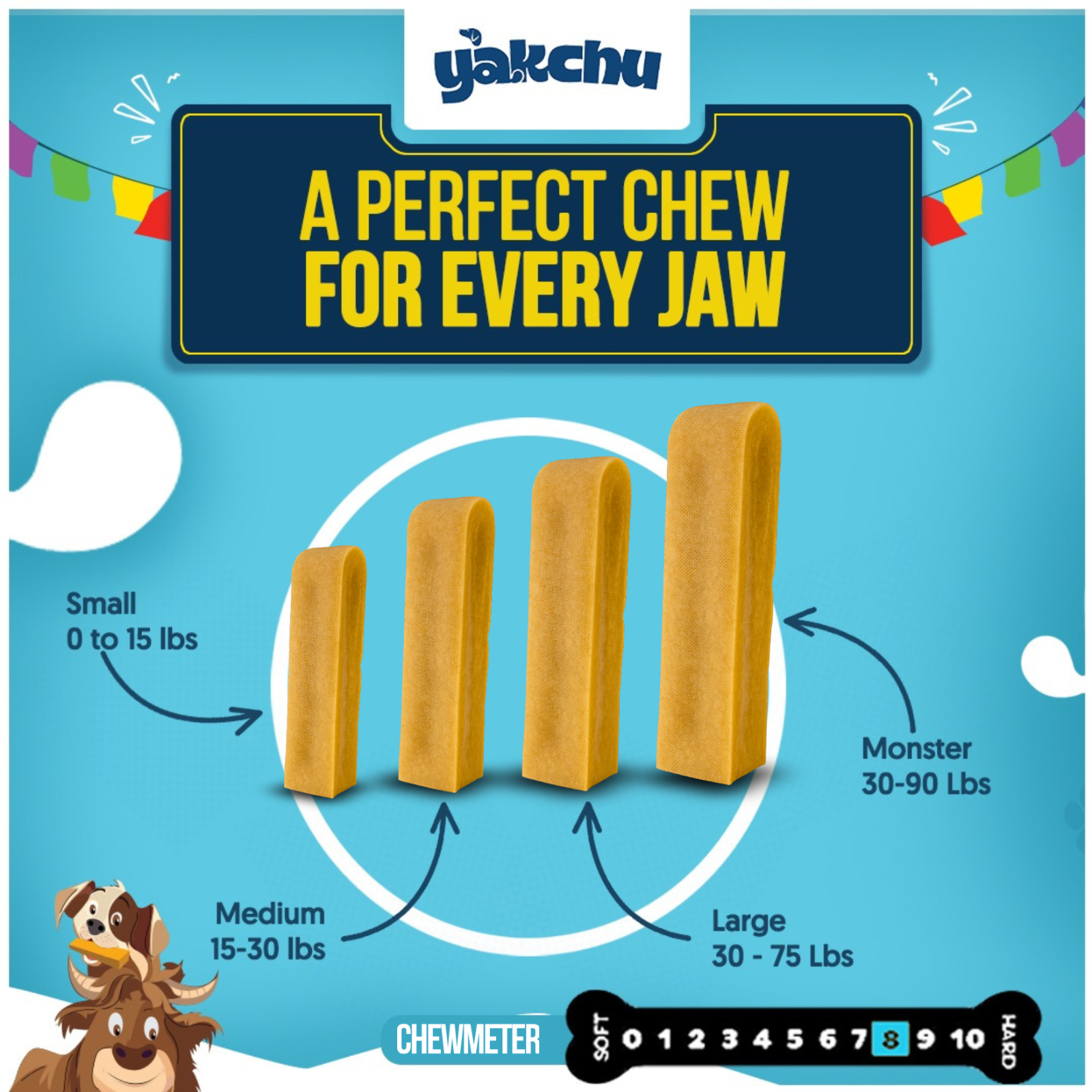 Yakchoo Himalayan Yak Cheese Dog Chews – X-Large 150g - 1 or 2 Pack Options