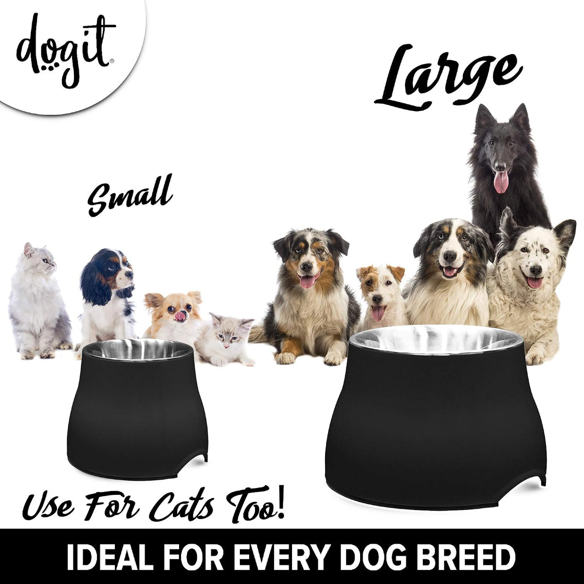 Dogit Elevated Dog Dish Bowl Black Large 900ml
