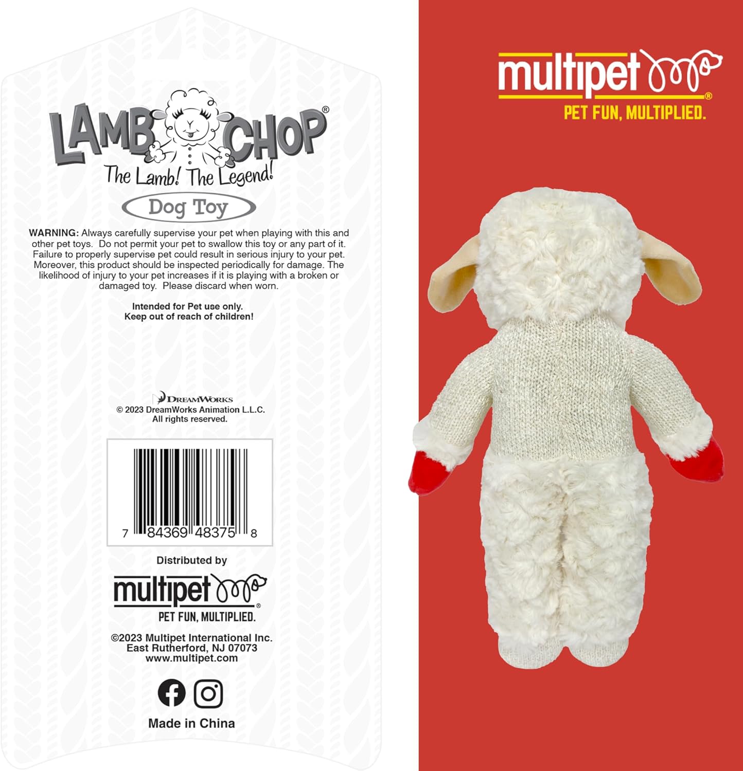 Lambchop Ultra Plush Dog Toy with Squeaker Standing