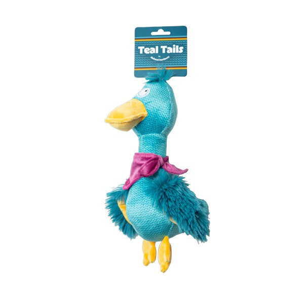 Animal Instincts Teal Tails Tom the Duck Plush with Squeaker
