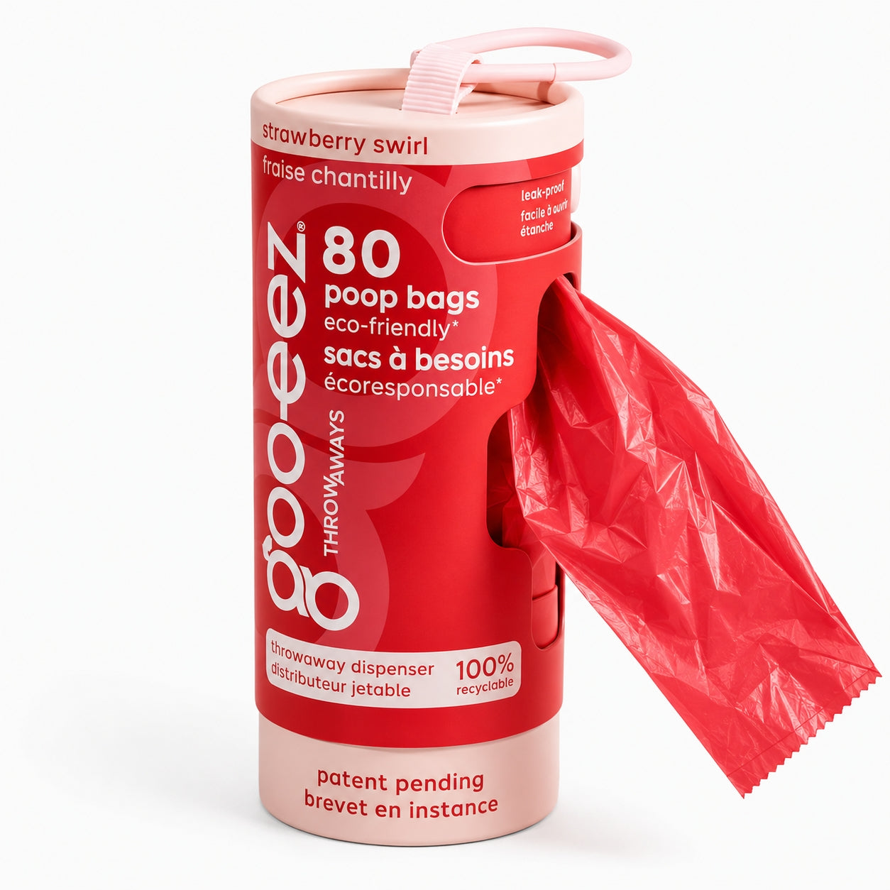 Goo-eez Dog Poo Bag Dispenser - Strawberry Swirl (80 Bags)