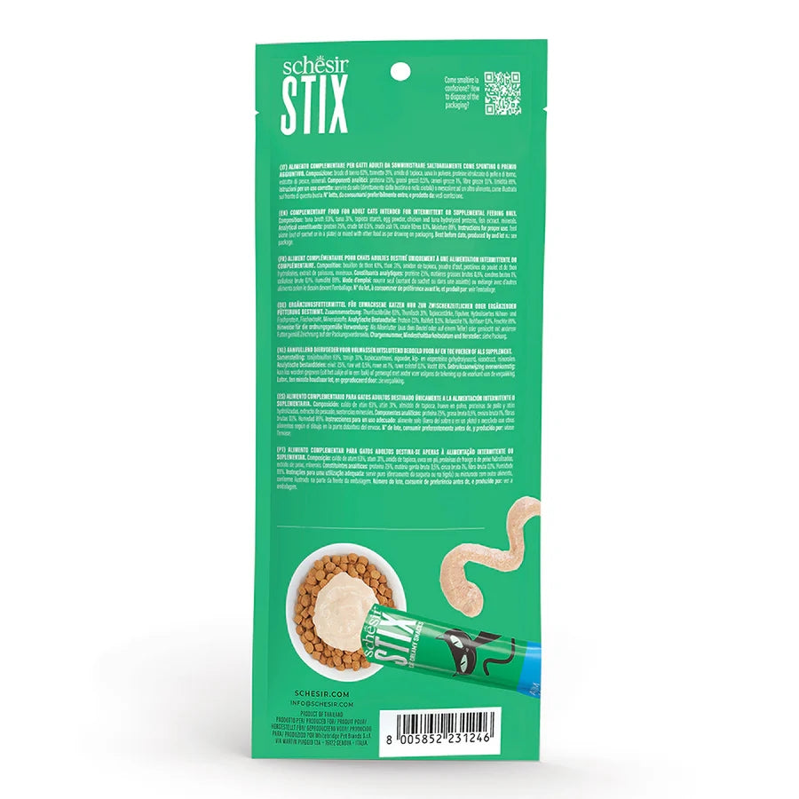 Schesir Stix Cat Treats with Tuna in Cream 6 x 15g