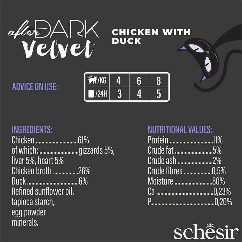 Schesir After Dark Velvet Mousse Adult Cat Chicken & Duck 12 x 80g