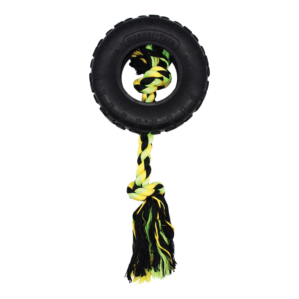 Rubber tyre outlet dog toy