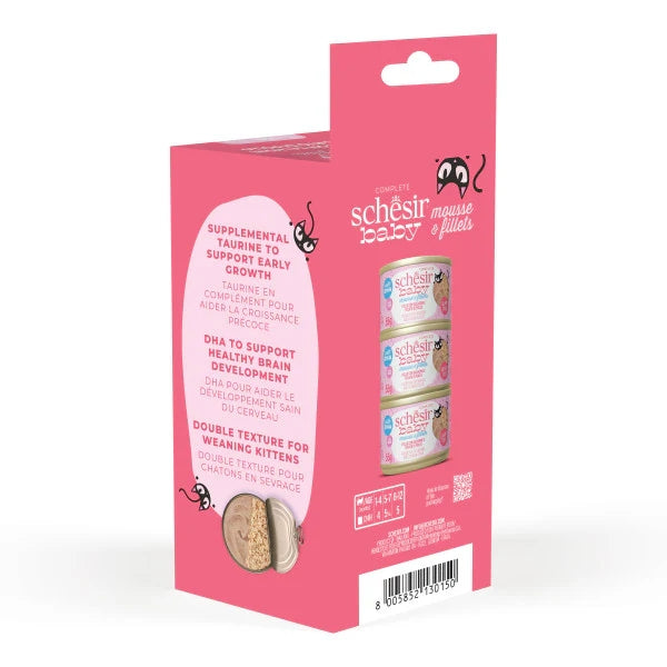 Schesir Kitten Baby Mousse & Fillets Chicken with Salmon and Chicken Liver 3 x 55g