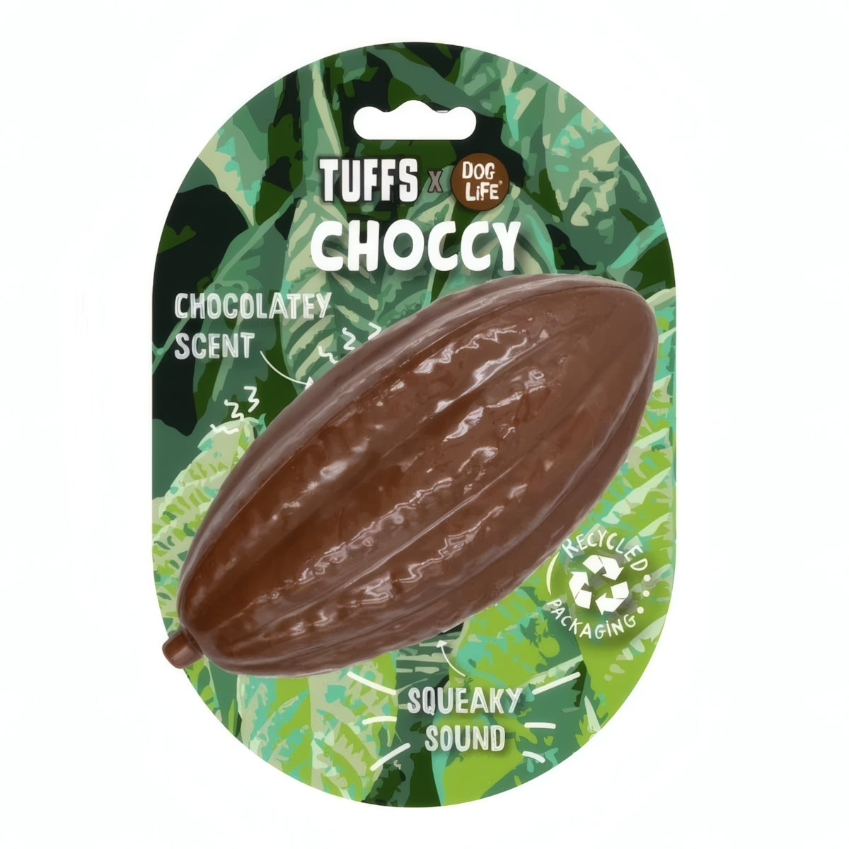 TUFFS x Dog Life Choccy Cocoa Pod Scented Squeaky Dog Toy