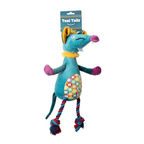 Animal Instincts Teal Tails Tim the Mouse Plush with Squeaker