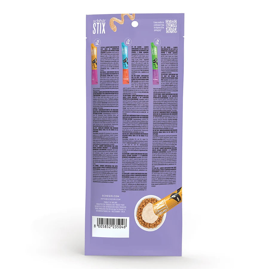 Schesir Stix Cat Treats Variety Mix Flavours in Cream 6 x 15g