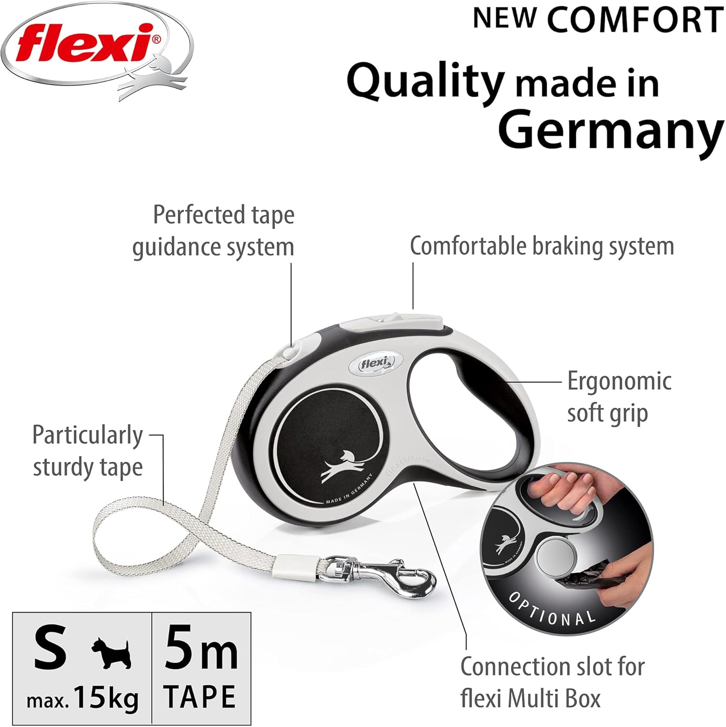 Flexi Comfort Retractable Tape Dog Leads Small 5m