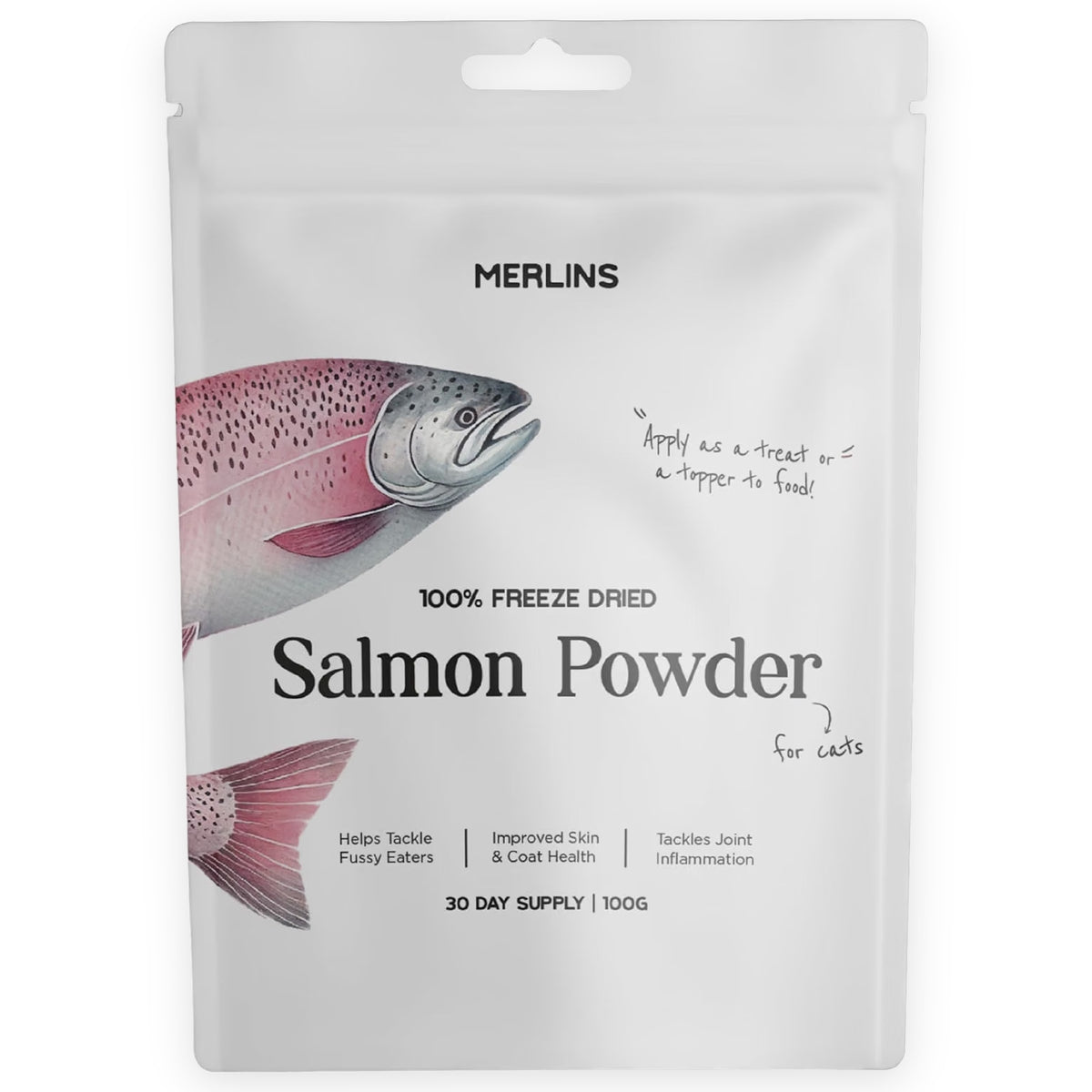 Merlins 100% Freeze Dried Salmon Powder for Cats & Dogs – 100g