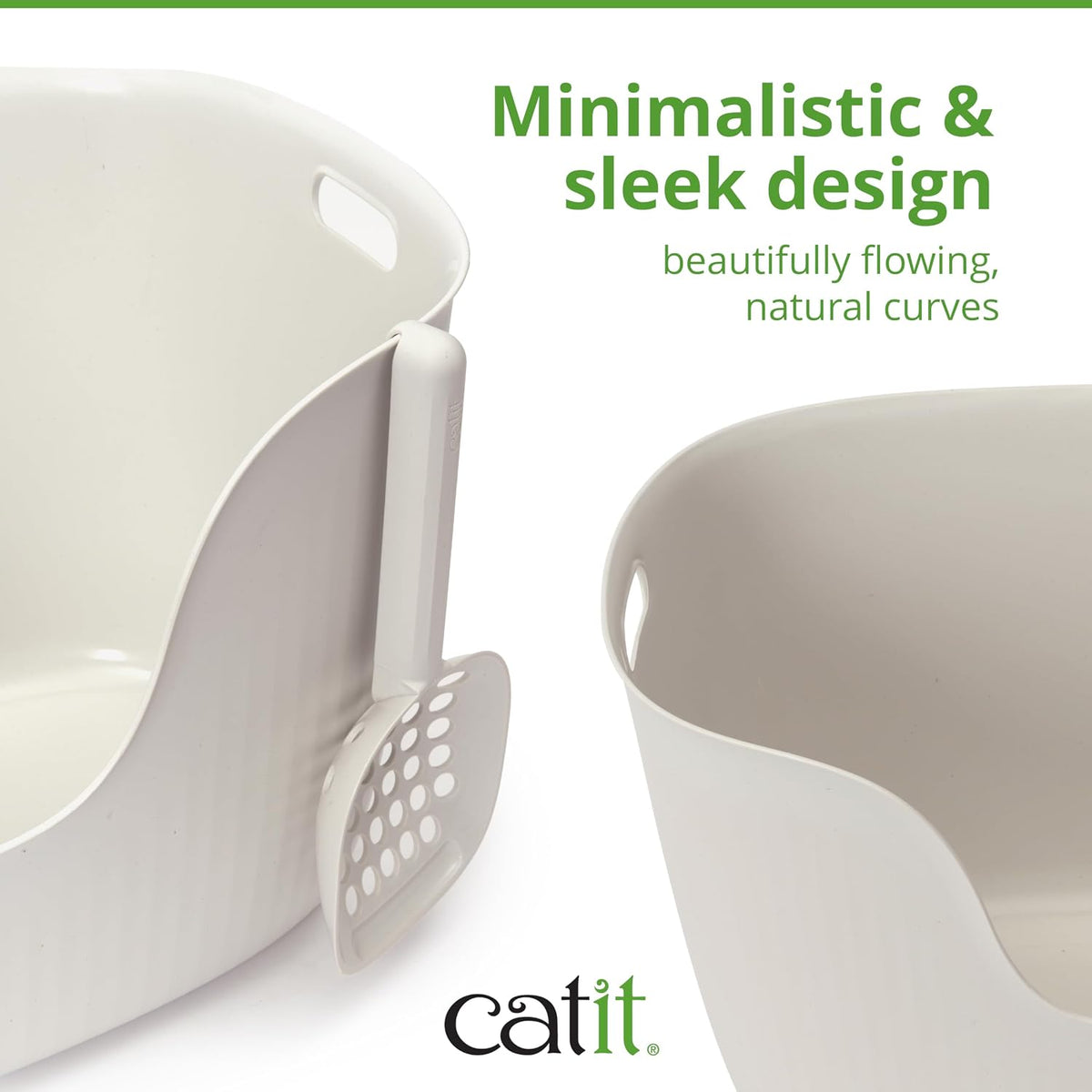 Catit Loo Large Cat Litter Box with Scoop – White