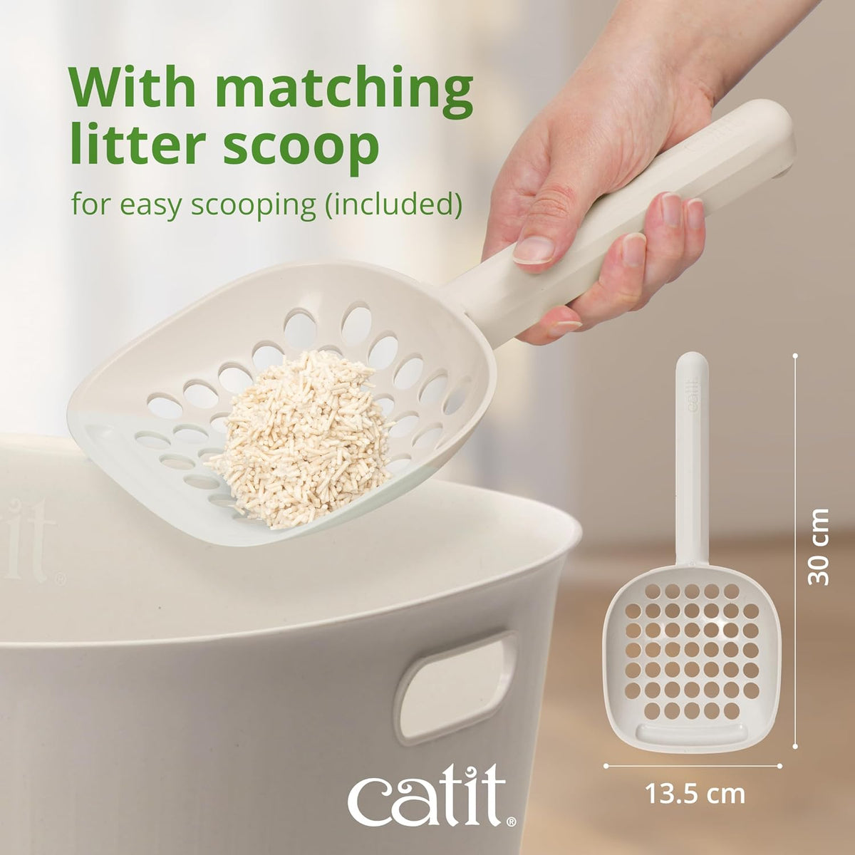 Catit Loo Large Cat Litter Box with Scoop – White