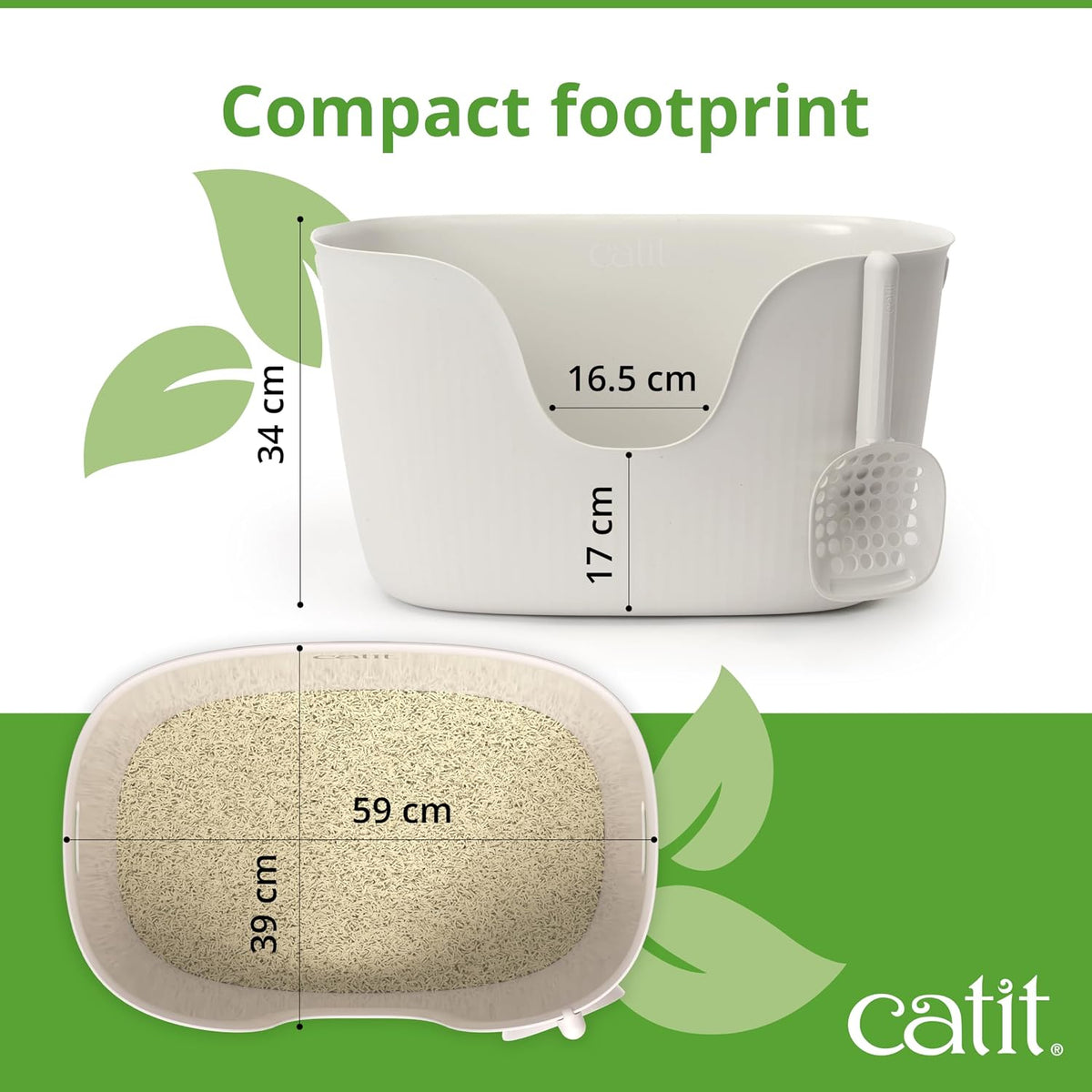Catit Loo Large Cat Litter Box with Scoop – White