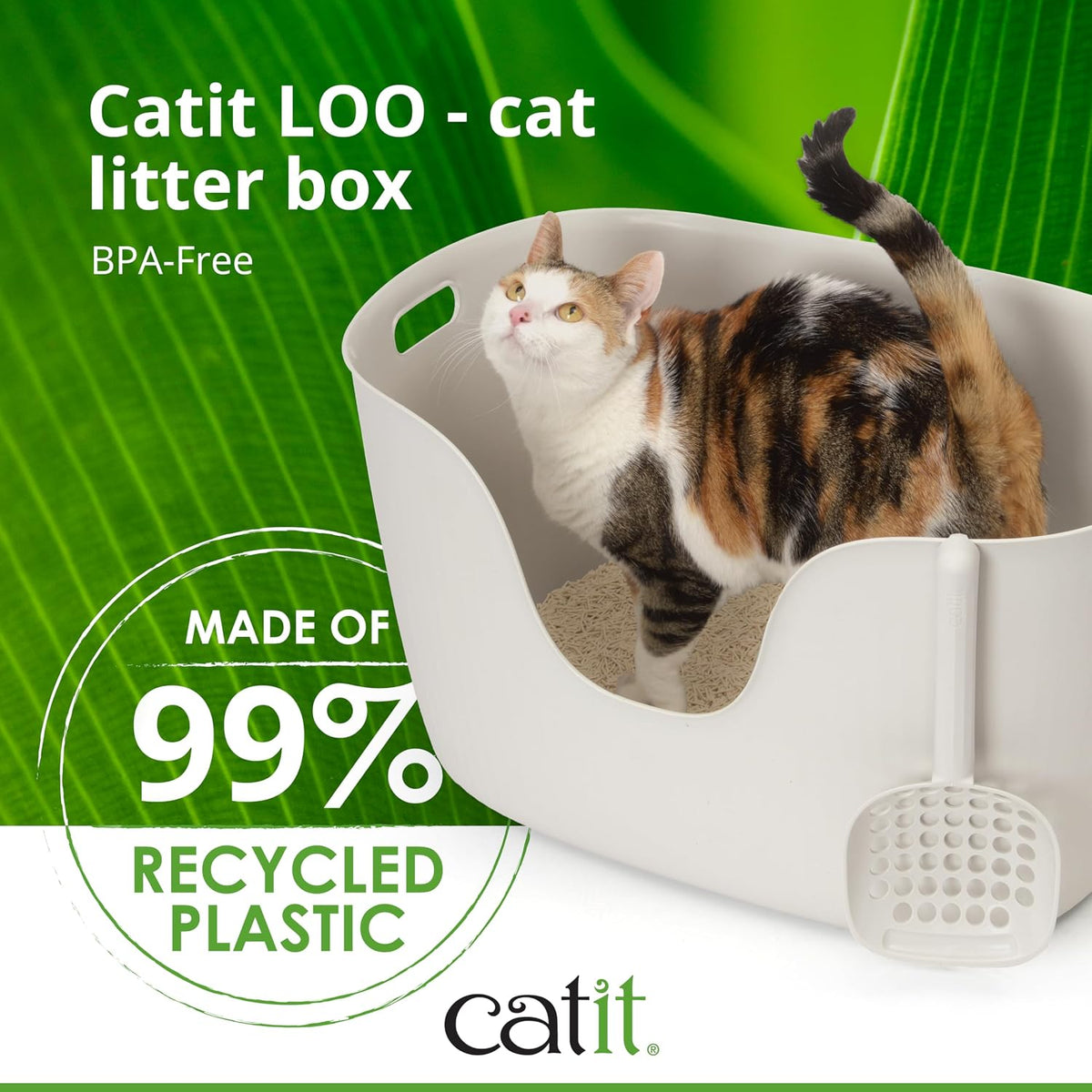 Catit Loo Large Cat Litter Box with Scoop – White