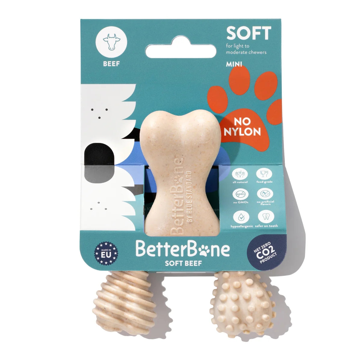 BetterBone Dog Chew Toys SOFT Durability Beef Flavour 3 Sizes