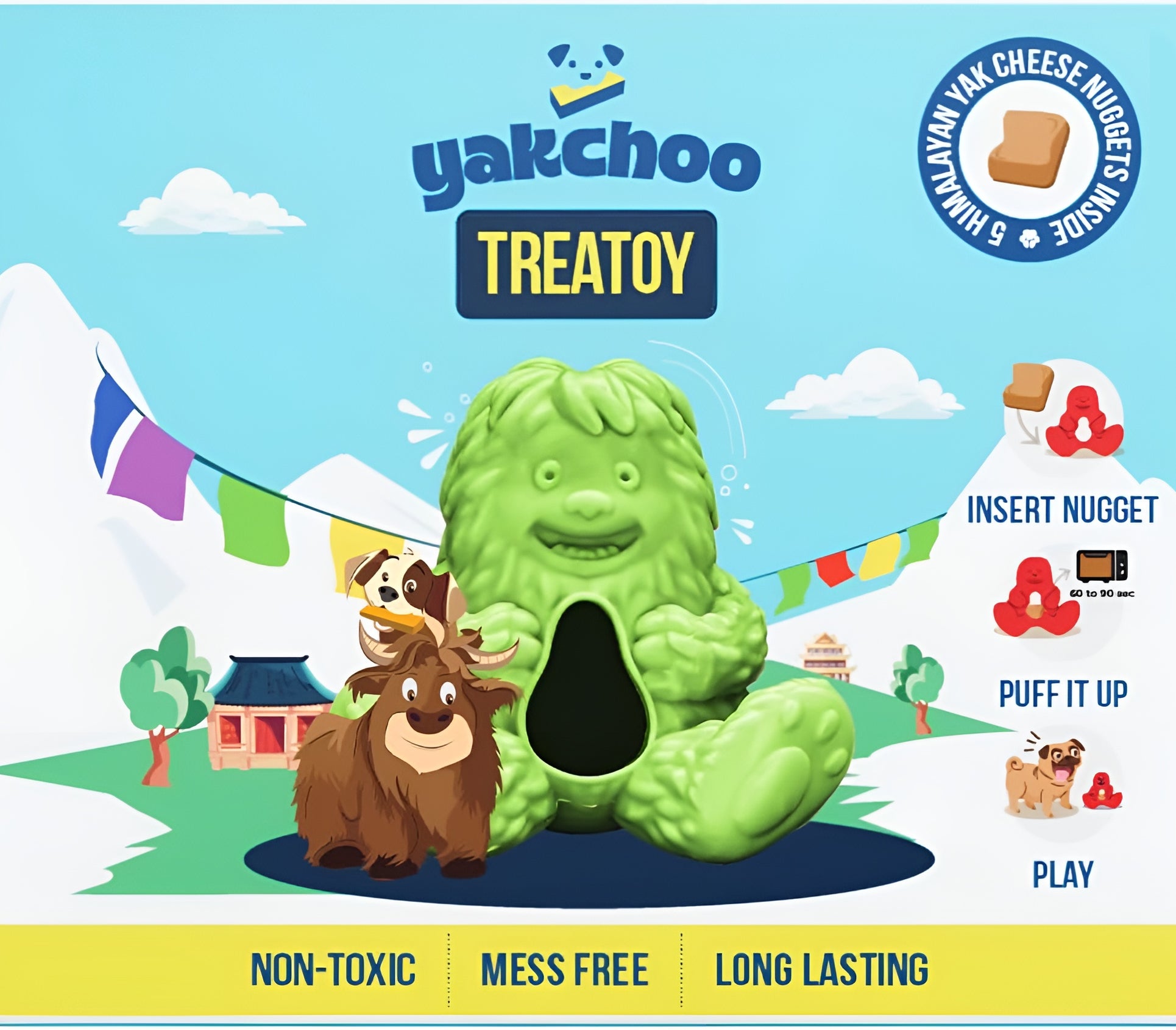 Yakchoo Play Treatoy – Interactive Rubber Dog Treat Toy 3 Colours