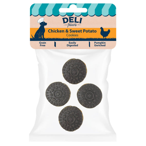HAPPY PET Deli Paws Cookies – Chicken & Sweet Potato Dog Treats 4pk