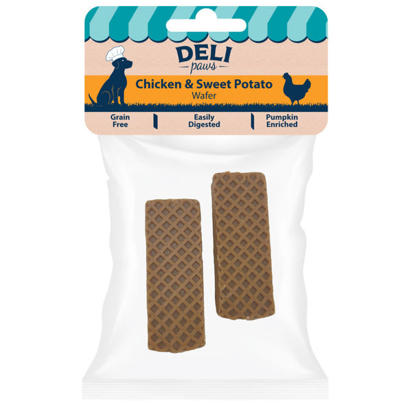 HAPPY PET Deli Paws Wafers – Chicken & Sweet Potato Dog Treats 2pk