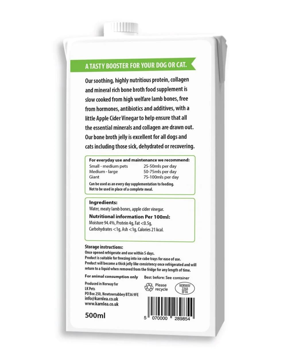 Karnlea Lamb Bone Broth for Dogs and Cats 500ml