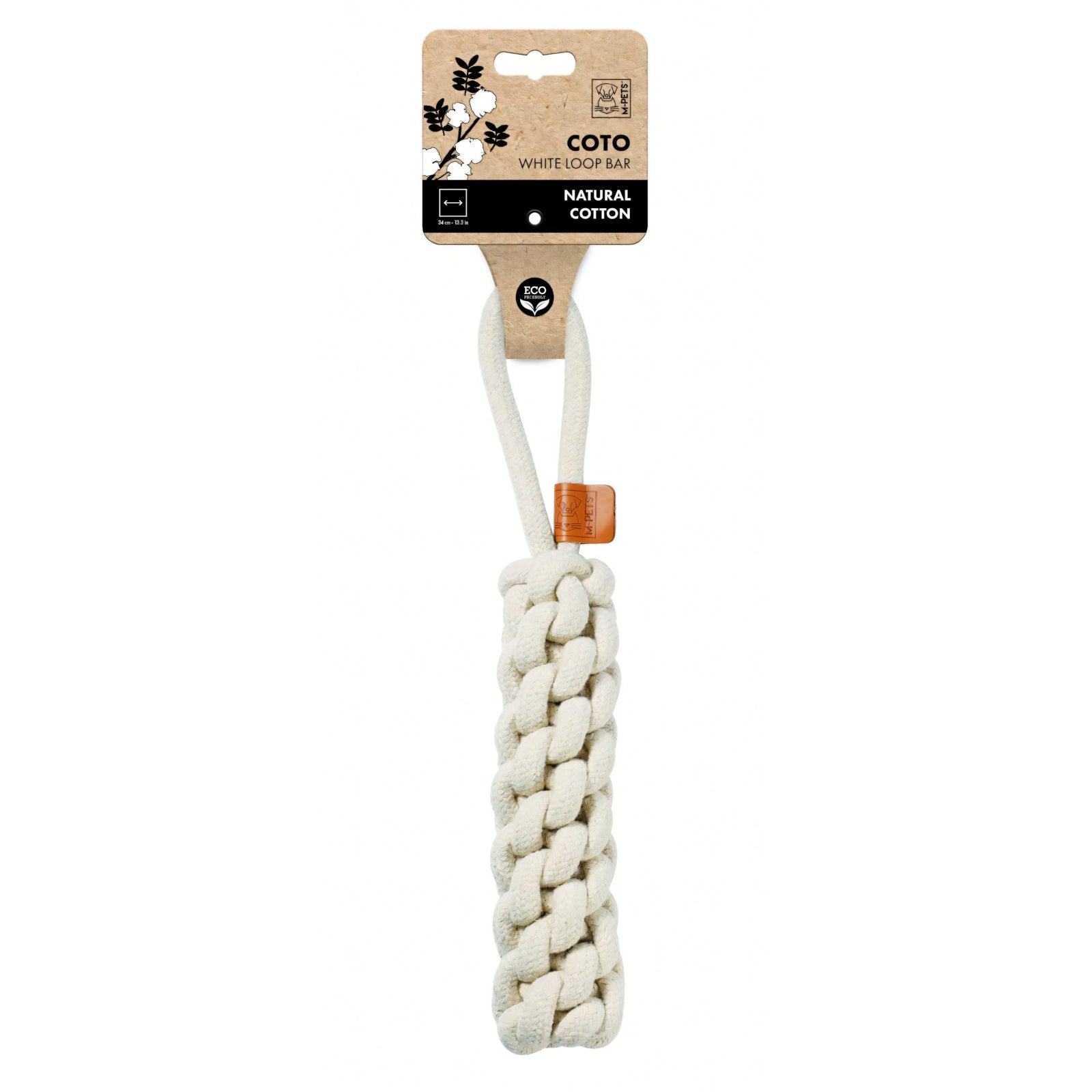 M-PETS Coto Loop Bar Natural Cotton Rope Dog Toy – 34cm