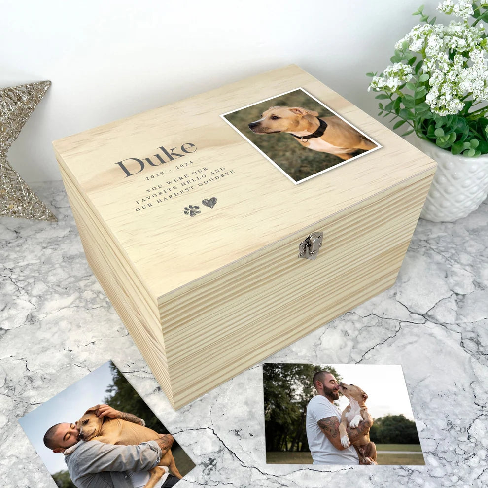 Personalised Sketch Photo Pet Memorial Keepsake Box 5 Sizes