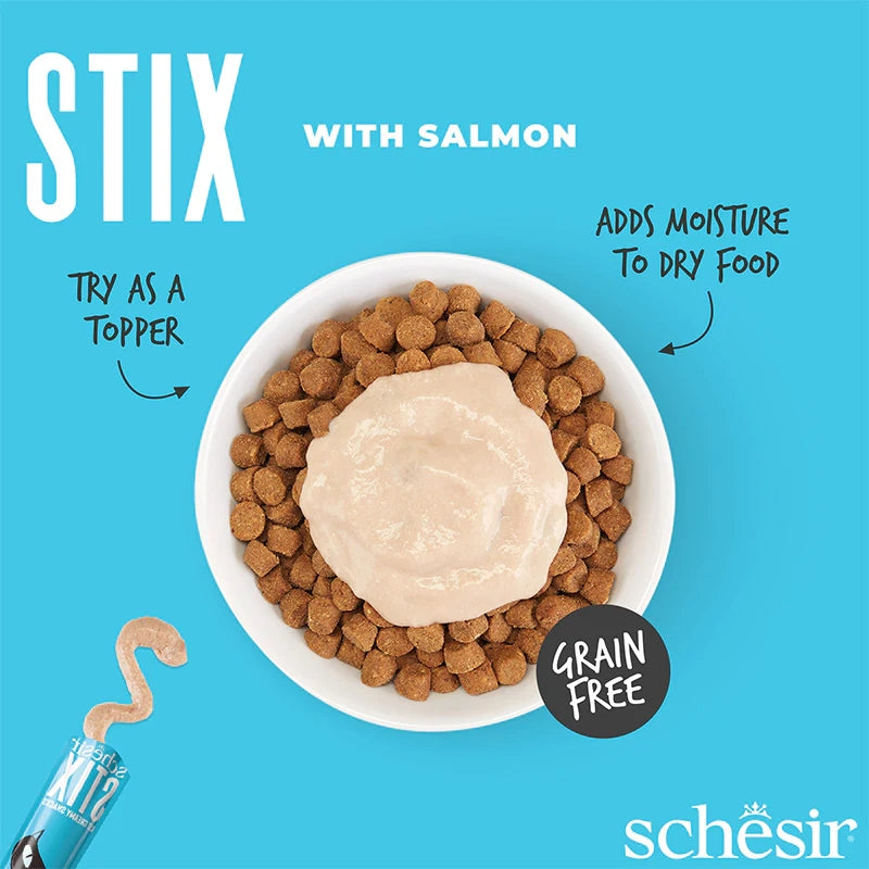Schesir Stix Cat Treats with Salmon in Cream 6 x 15g