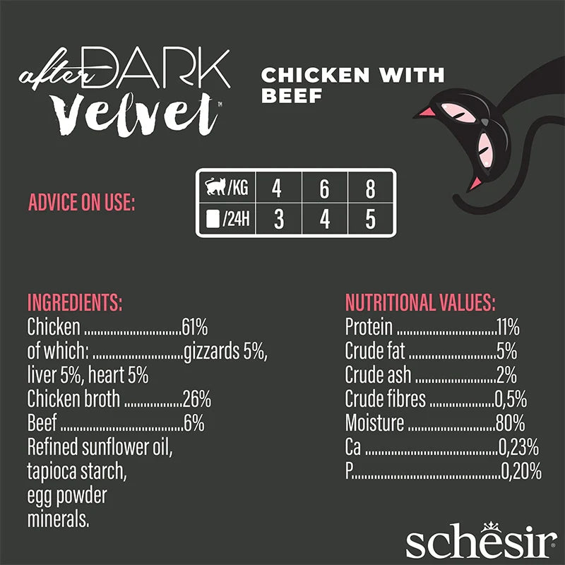 Schesir After Dark Velvet Mousse Adult Cat Chicken & Beef 12 x 80g