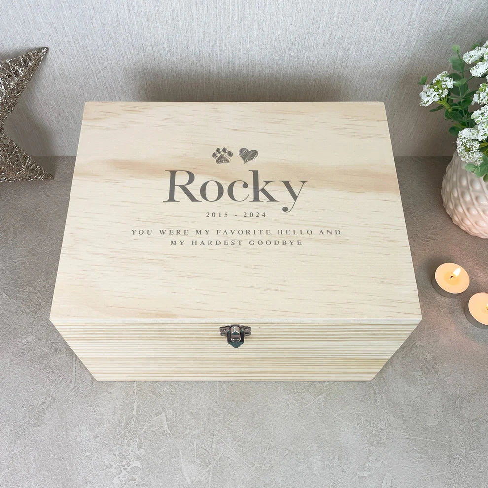 Personalised Sketch Pet Memorial Keepsake Box 5 Sizes