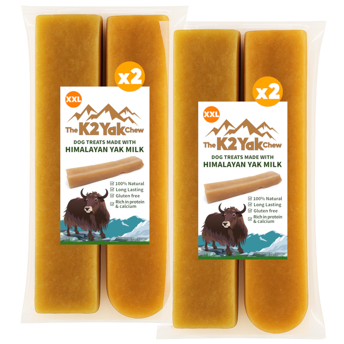 K2 Yak Chews Long Lasting Natural Dog Treats XX-Large (Jumbo)