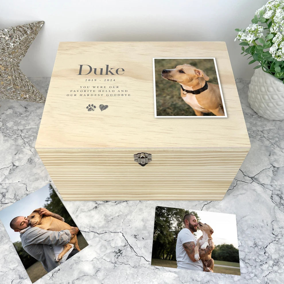 Personalised Sketch Photo Pet Memorial Keepsake Box 5 Sizes