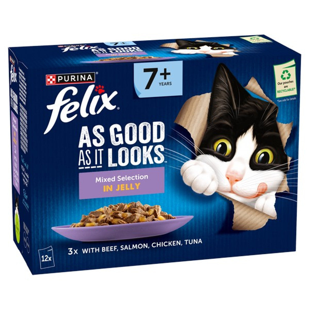 Felix As Good As it Looks Senior 7+ Mixed in Jelly 12 x 85g