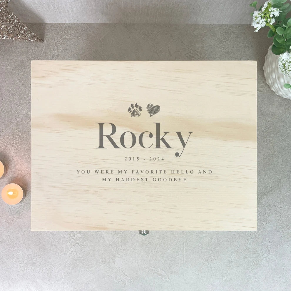 Personalised Sketch Pet Memorial Keepsake Box 5 Sizes