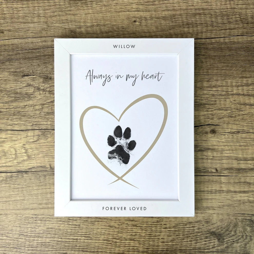 Personalised Framed Pet Paw Print Keepsake With Ink Kit