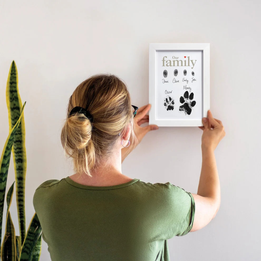 Personalised Framed Family Finger/Paw Print Frame With Ink Kit