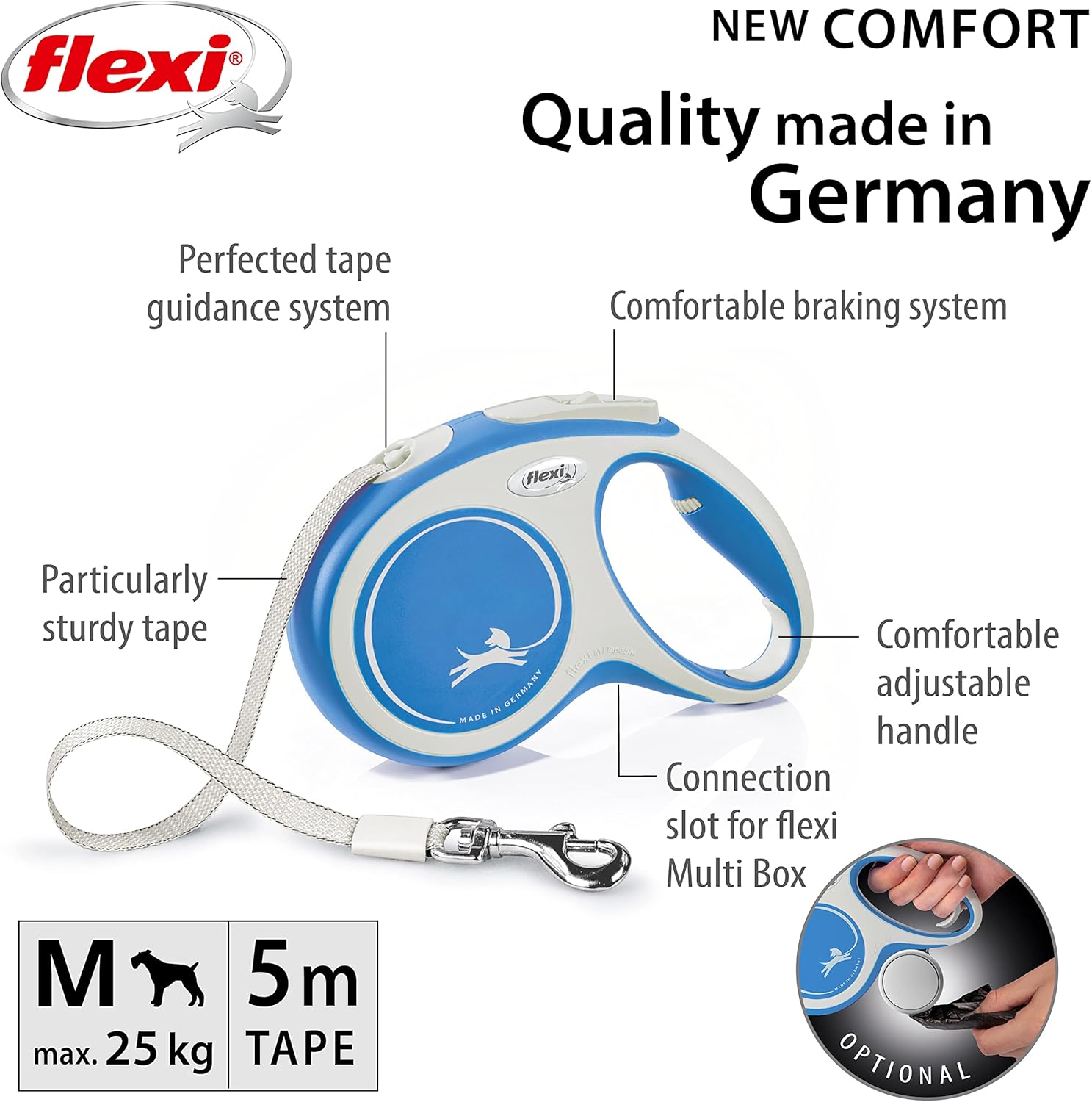 Flexi Comfort Retractable Tape Dog Leads Medium 5m