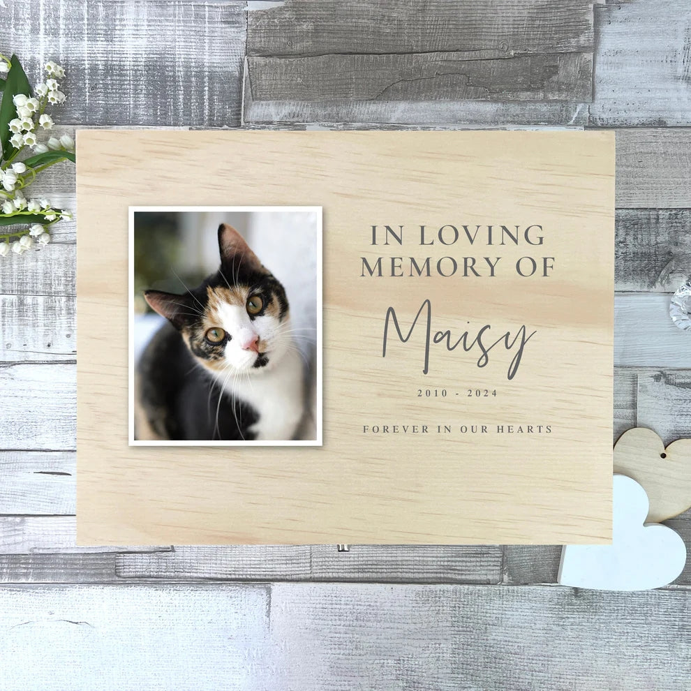 Personalised In Loving Memory Of Photo Pet Memorial Keepsake Box 5 Sizes