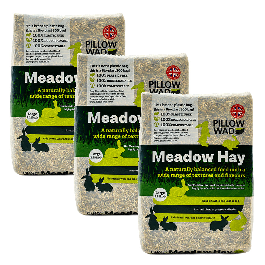 Pillow Wad Bio Meadow Hay Large x 3 VALUE PACK 6.75kg