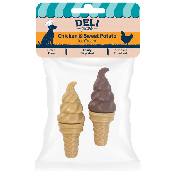 HAPPY PET Deli Paws Ice Creams – Chicken & Sweet Potato Dog Treats 2 pk