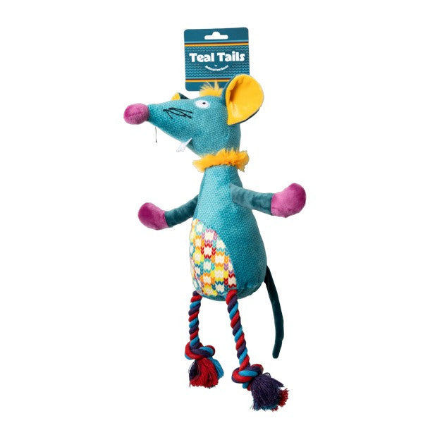 Animal Instincts Teal Tails Tim the Mouse Plush with Squeaker