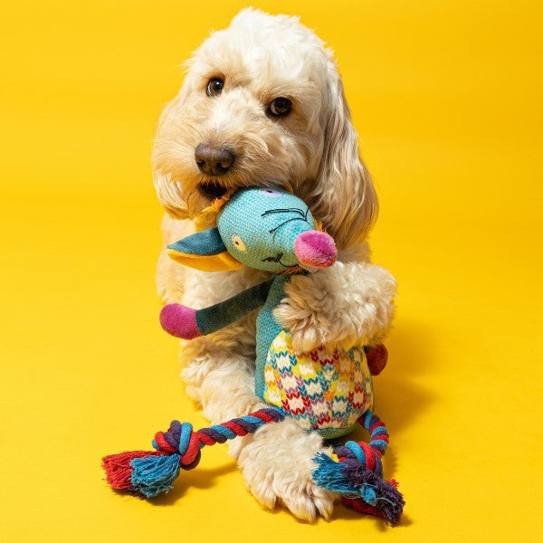 Animal Instincts Teal Tails Tim the Mouse Plush with Squeaker