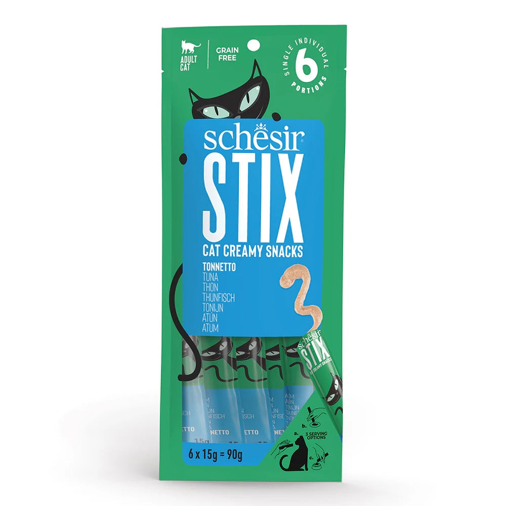 Schesir Stix Cat Treats with Tuna in Cream 6 x 15g
