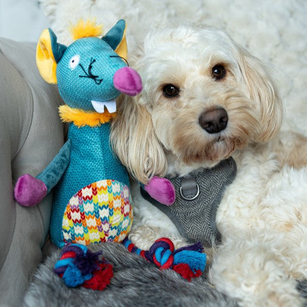 Animal Instincts Teal Tails Tim the Mouse Plush with Squeaker