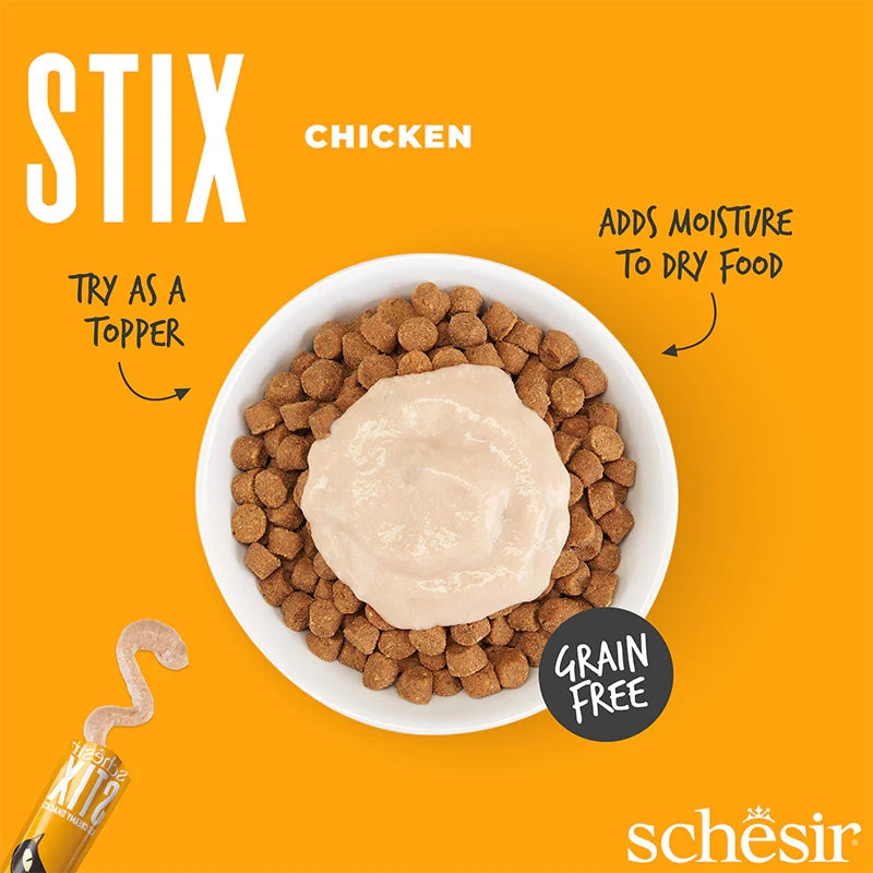 Schesir Stix Cat Treats with Chicken in Cream 6 x 15g